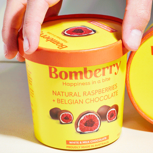 Bomberry | Frozen raspberries dipped in Belgian chocolate